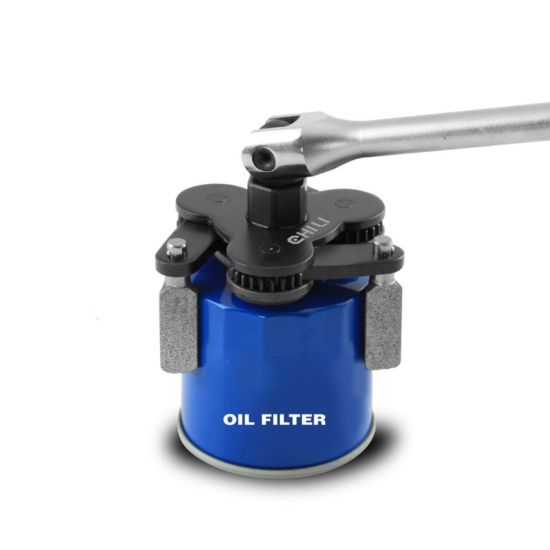 CHILI TOOLS Universal Adjustable No-Slip Magnetic Oil Filter Wrench with 3/8" Square Drive | Range From 2-1/4 to 4 inch Oil Filters Removal Tool | For Motorcycles, Cars & Trucks | Made in Taiwan - Image 1